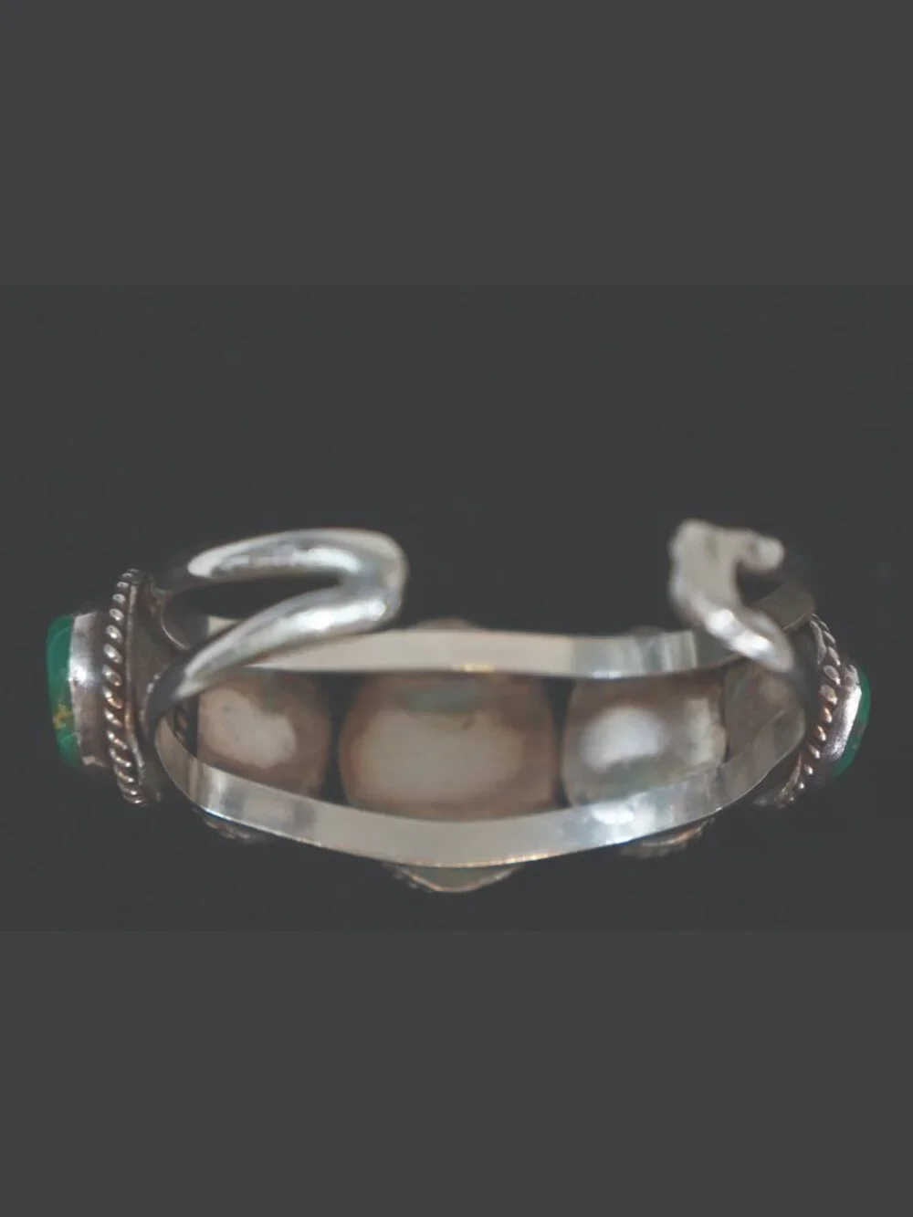 Vintage Navajo Sterling Silver 5 Stone Turquoise Row Cuff Bracelet Unsigned